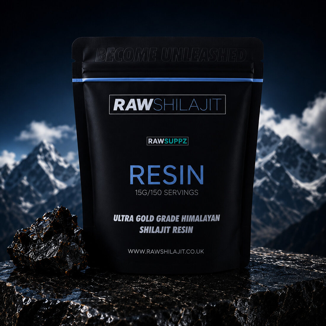 Pure Himalayan Shilajit resin in glass jar